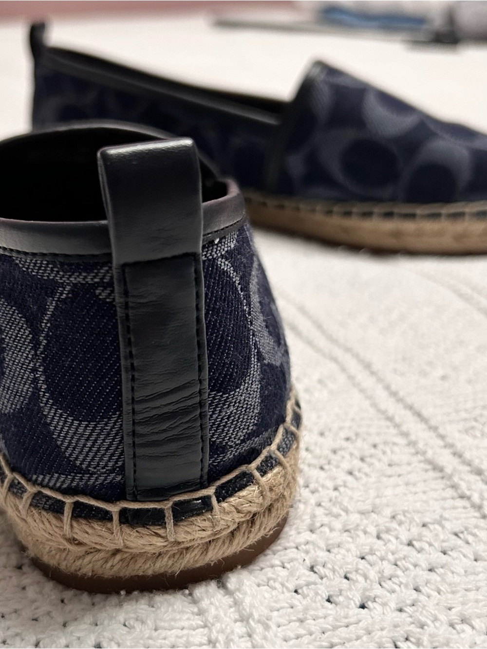 COACH Navy Signature Canvas Espadrille Flats - Picture 4 of 6